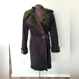 Sheepskin Shearling Coat Wrap Style Size XS